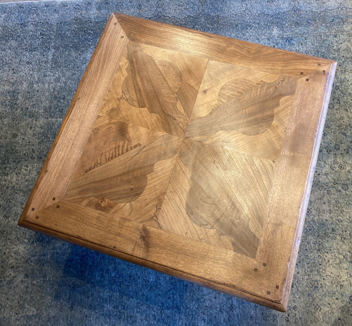 Old Walnut Parquet Panel Reassembled As A Coffee Table-photo-2