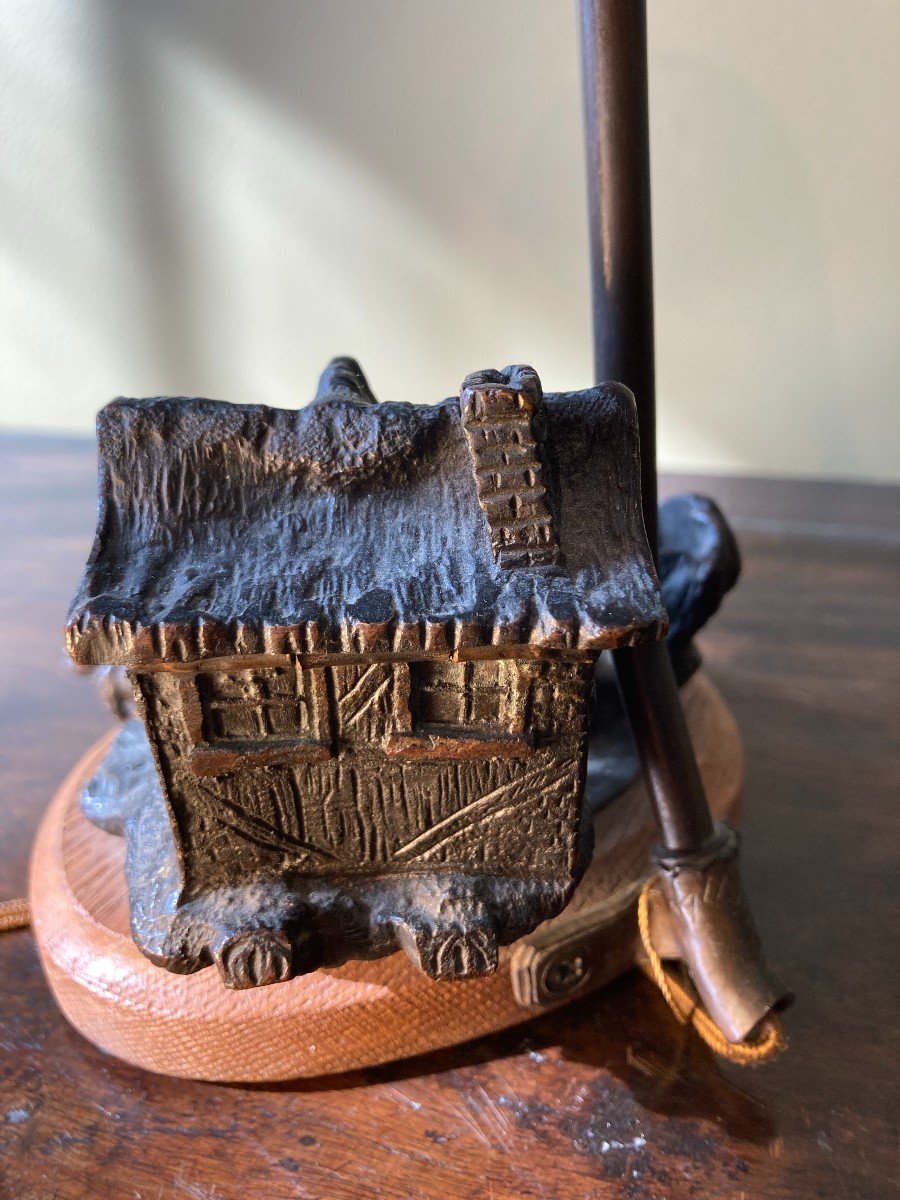 Bronze "house On The River" Mounted As A Lamp-photo-4