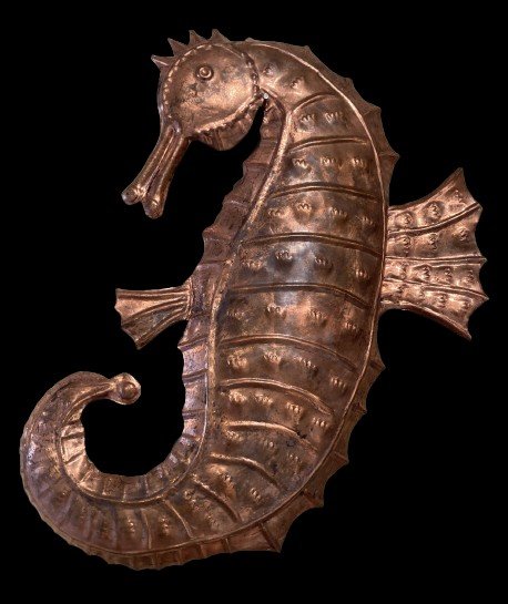 Seahorse In Repoussé Metal.