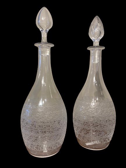 Set Of Two Baccarat Crystal Carafes