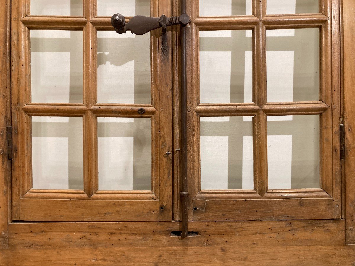 Pair Of Oak And Walnut Windows With Small Woods-photo-2