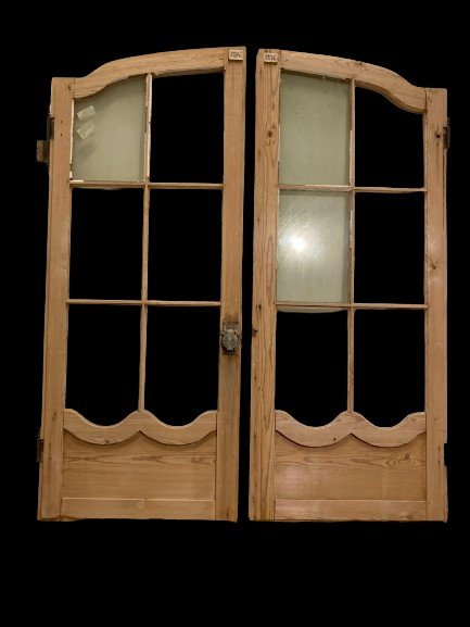 Pair Of Regency Doors With Small Panes Of Glass-photo-2