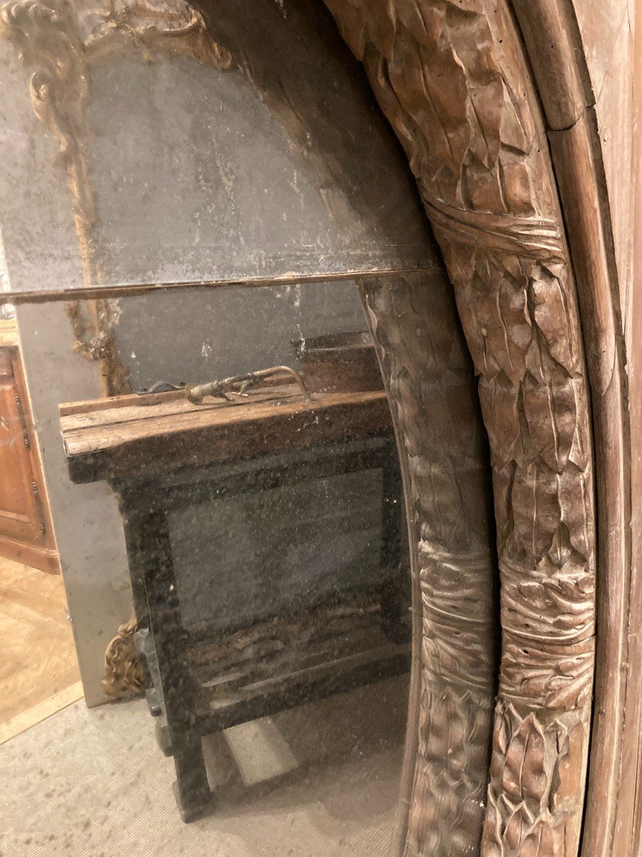 Elément De Boiserie En Acajou Avec Un Miroir-photo-2