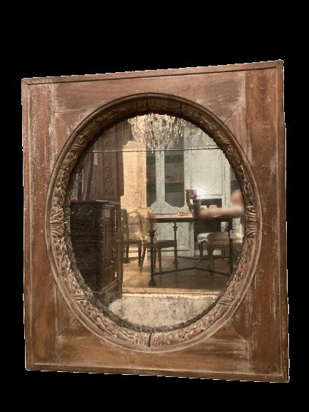 Mahogany Wood Paneling Element With A Mirror