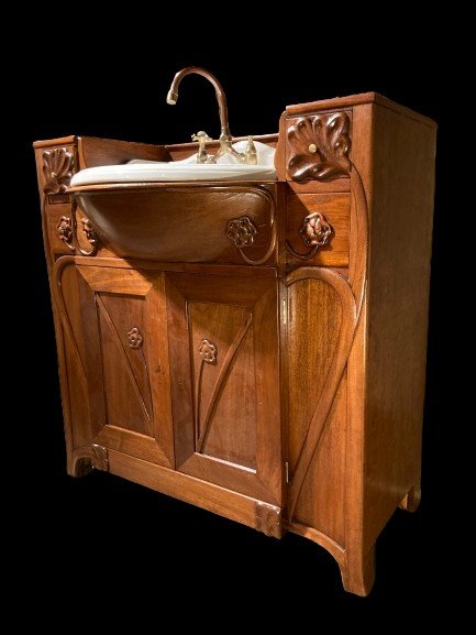 Meuble Lavabo art nouveau en Acajou-photo-2