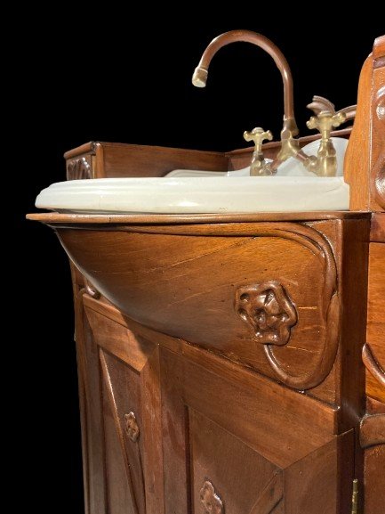 Meuble Lavabo art nouveau en Acajou-photo-4