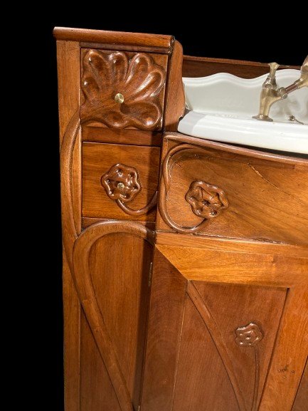 Meuble Lavabo art nouveau en Acajou-photo-2