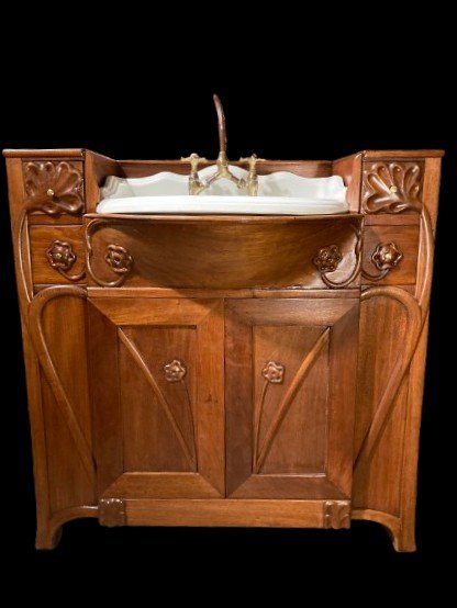 Meuble Lavabo art nouveau en Acajou