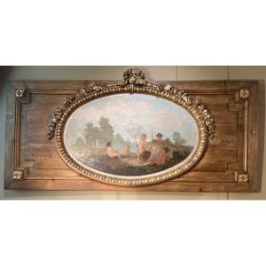 Painted Medallion Woodwork Transom