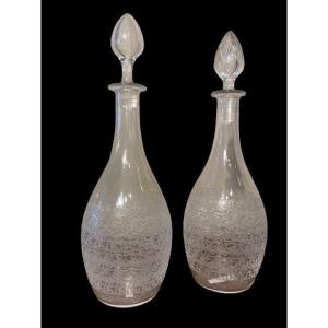 Lot De Deux Carafes En Cristal De Baccarat