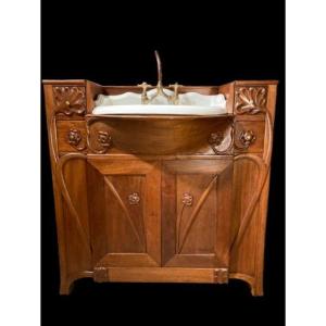 Art Nouveau Mahogany Washbasin Cabinet