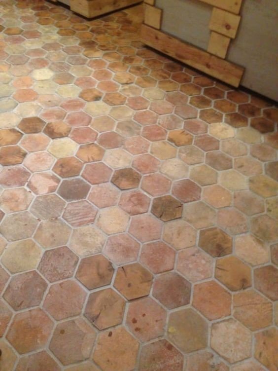 Early 19th C. Terra Cotta Floor Tiles - 62 M2 Of 19 Cm X 19 Cm  Hexagons-photo-5