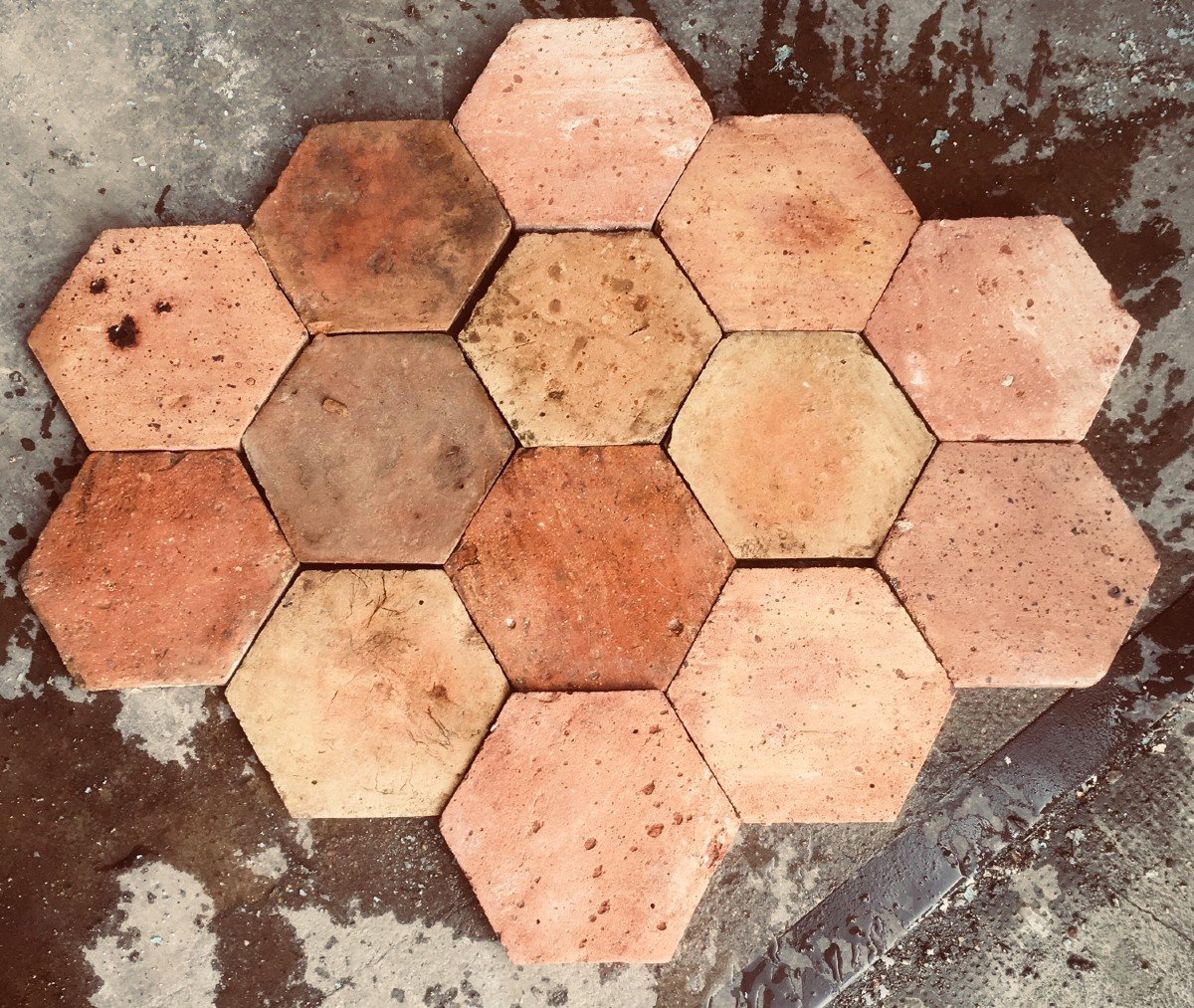 18th Century Floor Tiles - Hexagons 16cm X 16cm-photo-2