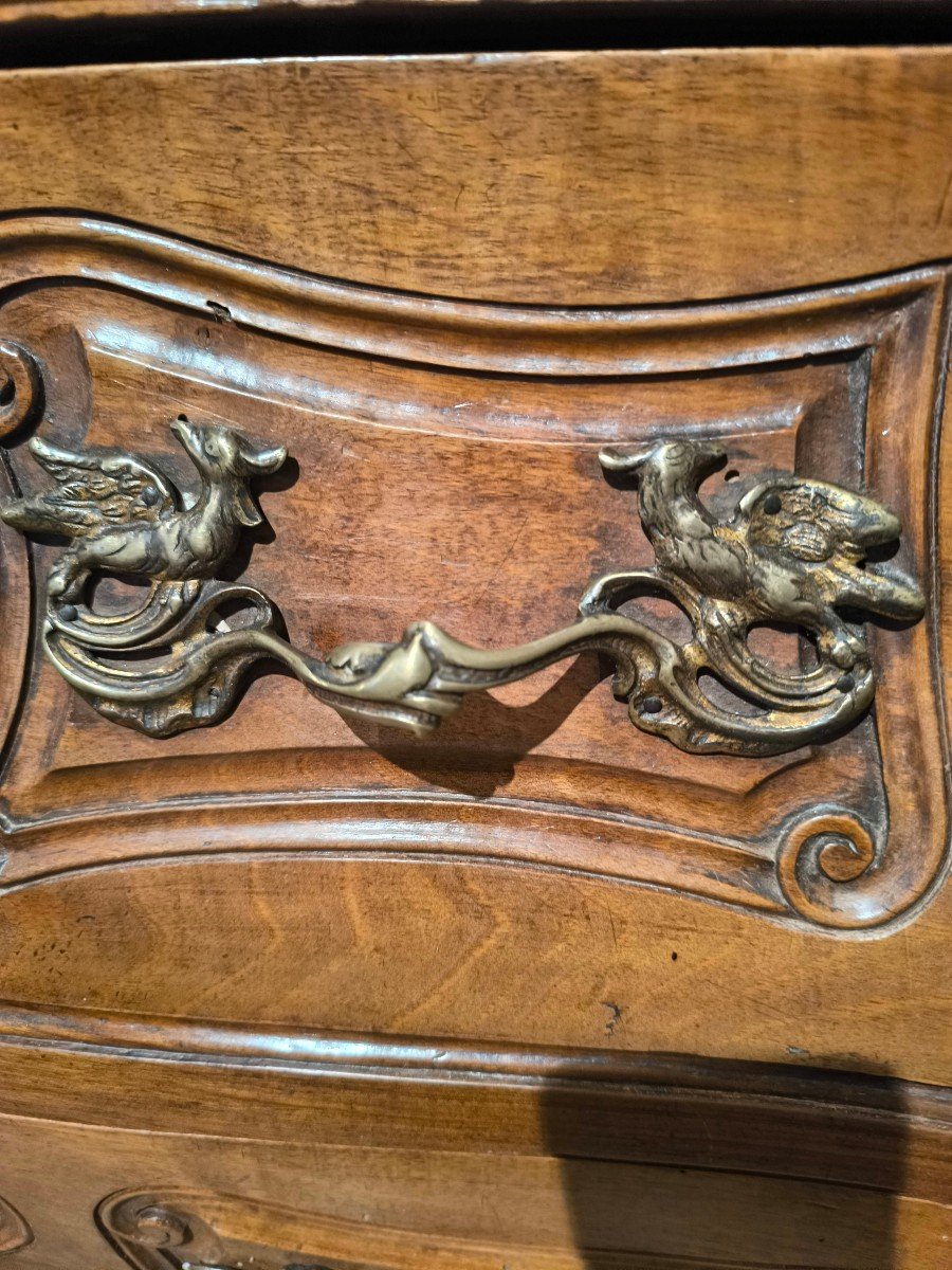 Chest Of Drawers, Called Sauteuse, In Walnut From The Agen Region. Louis XV Period-photo-4