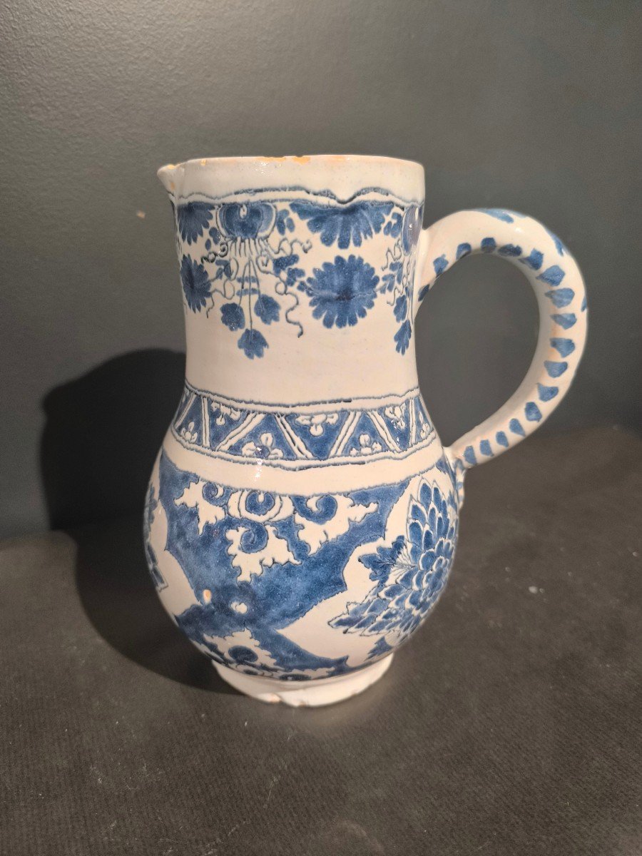 18th Century Rouen Earthenware Pitcher