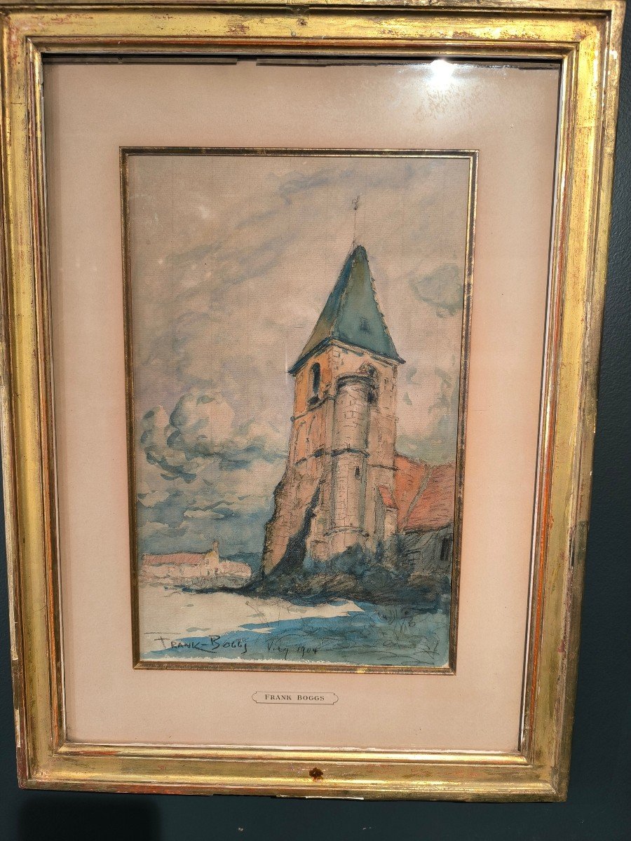 Watercolor Depicting The Church Of Vicq By Franck Boggs