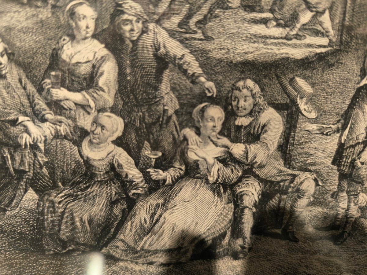 Importante Gravure Du XVIIIème Siècle d'Après Teniers Gravée Par Le Bas-photo-2