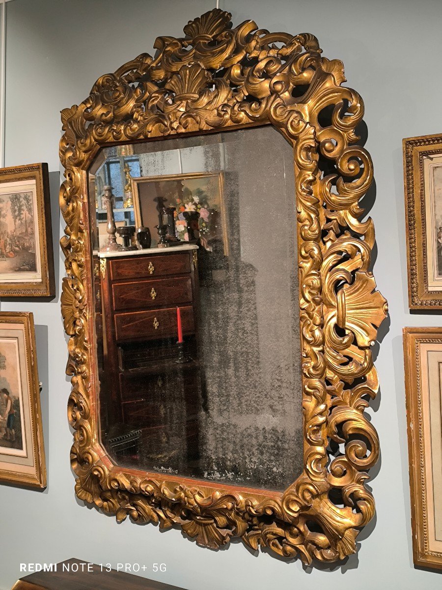 Gilded Wood Mirror. Italy 18th Century