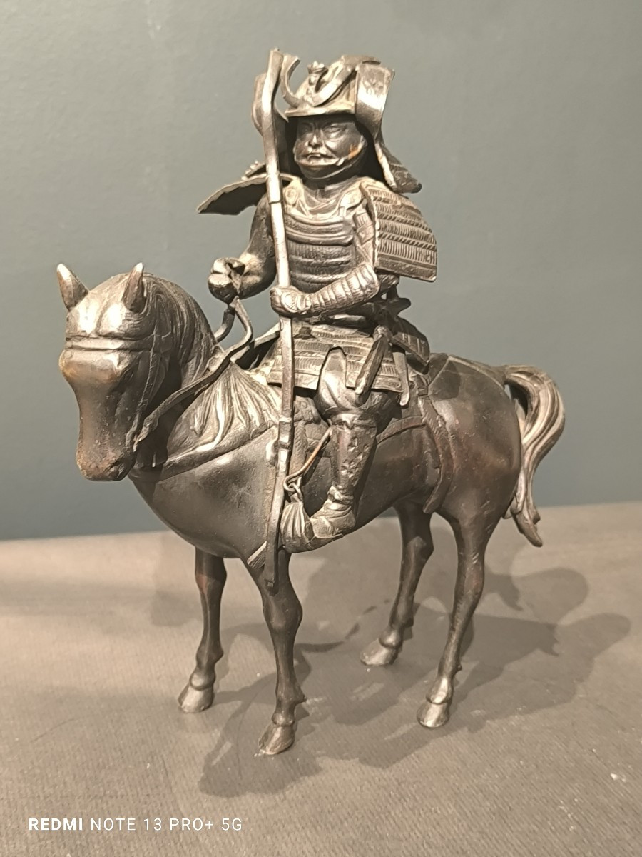 Bronze With Brown Patina: Samurai On Horseback