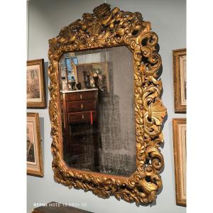 Miroir En Bois Doré. Italie XVIIIème