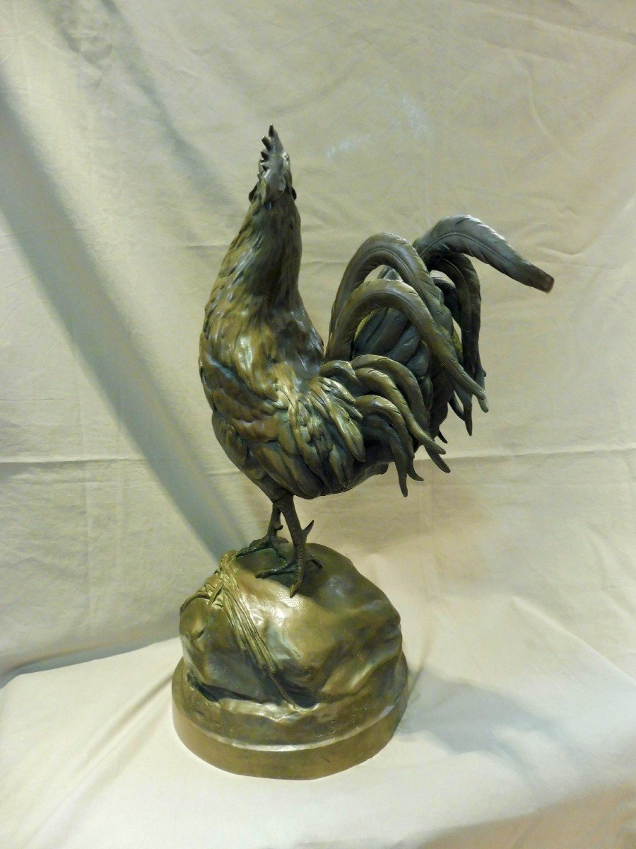 Auguste Nicolas Cain (1821-1894) French Or Gaulish Rooster Singing  Bronze 49.5 Cm Susse Freres-photo-4