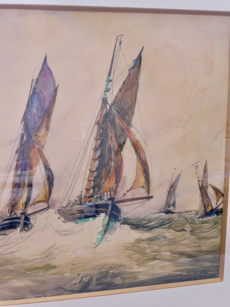 Frank Will 1900-1950 Son Of Boggs Frank William Watercolor On Paper Auction Port Of Barfleur -photo-3