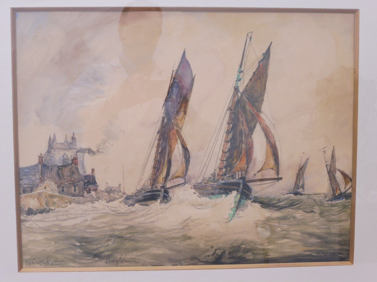 Frank Will 1900-1950 Son Of Boggs Frank William Watercolor On Paper Auction Port Of Barfleur -photo-4