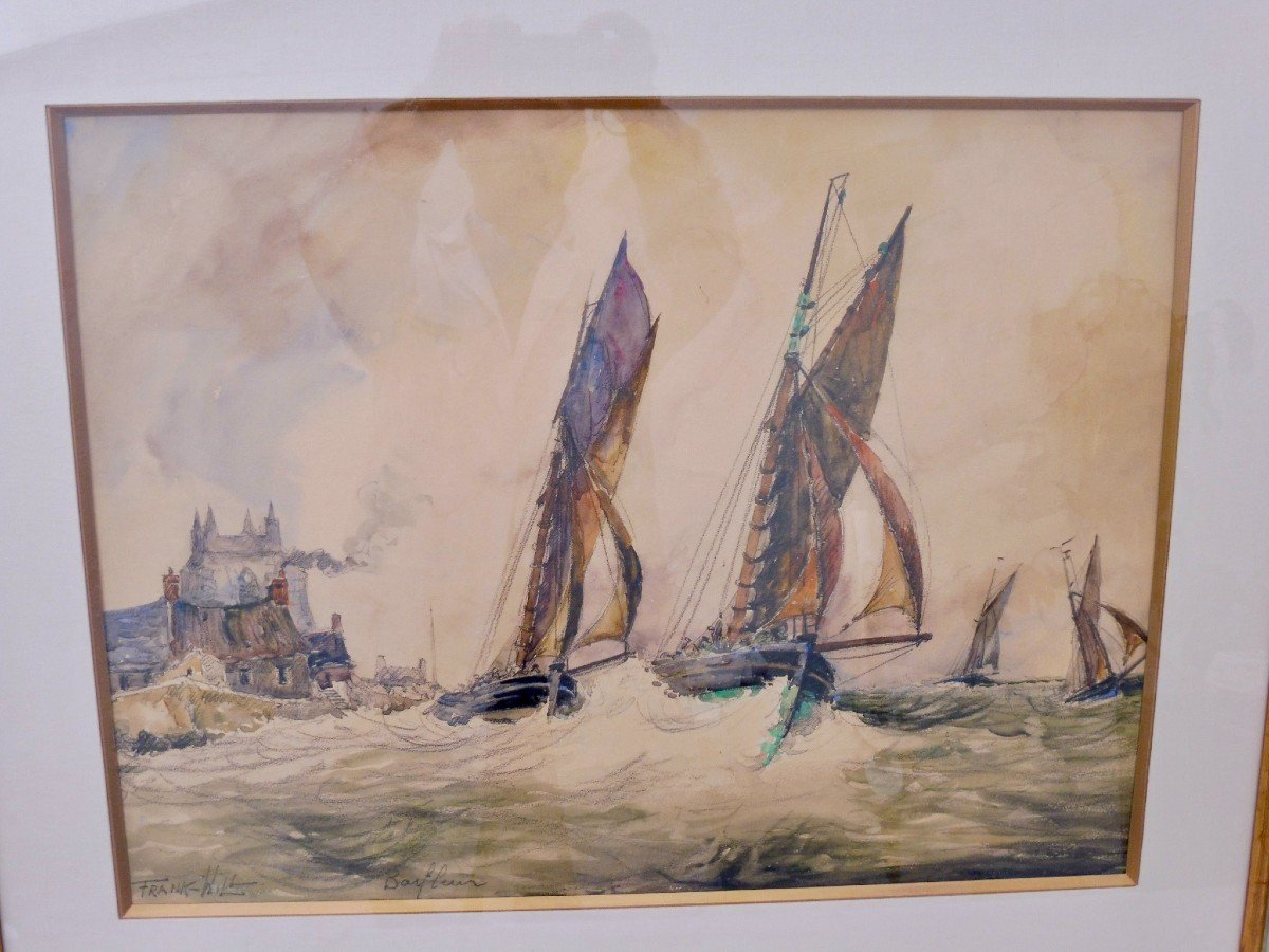 Frank Will 1900-1950 Son Of Boggs Frank William Watercolor On Paper Auction Port Of Barfleur -photo-7