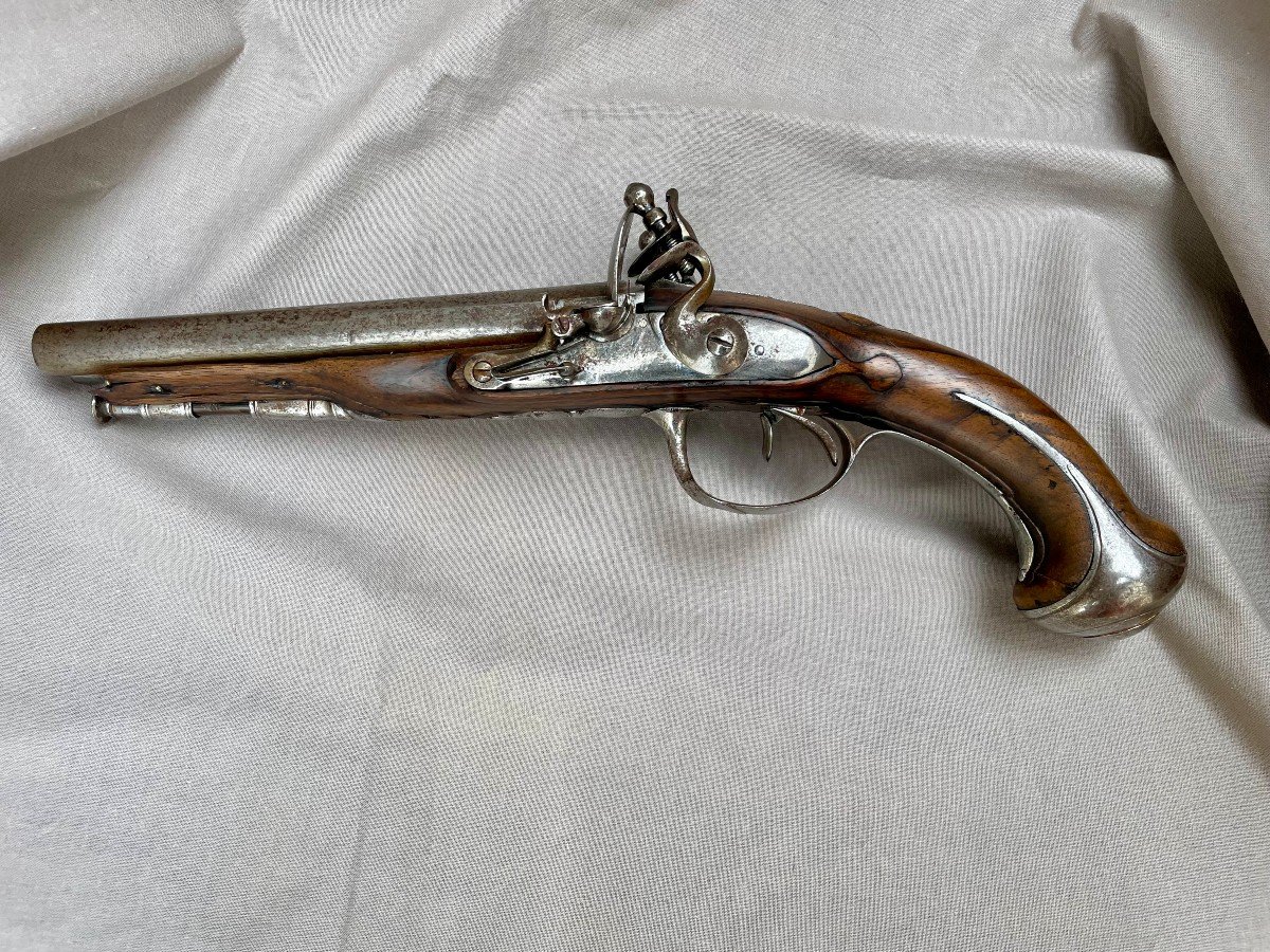 Double Flintlock Pistol For Travel Or Carriage. Juxtaposed Baguette Barrels Of Louis XV Origin-photo-3