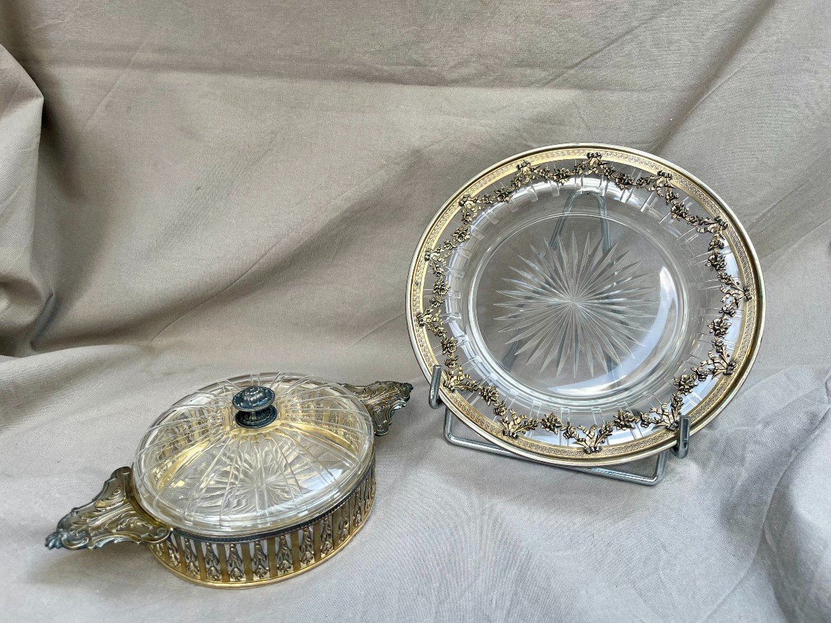 Puiforcat Covered Bowl And Its Display In Vermeil 950/1000e, Louis XVI Style 19th Silver 19th