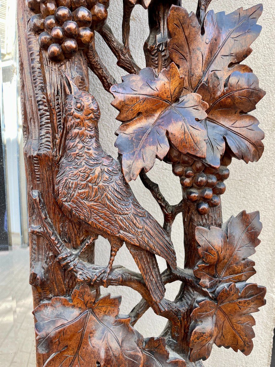 Important Black Forest Mirror With Walnut Frame Carved With Vines, Vine Leaves, 171 X 120  Cm -photo-3