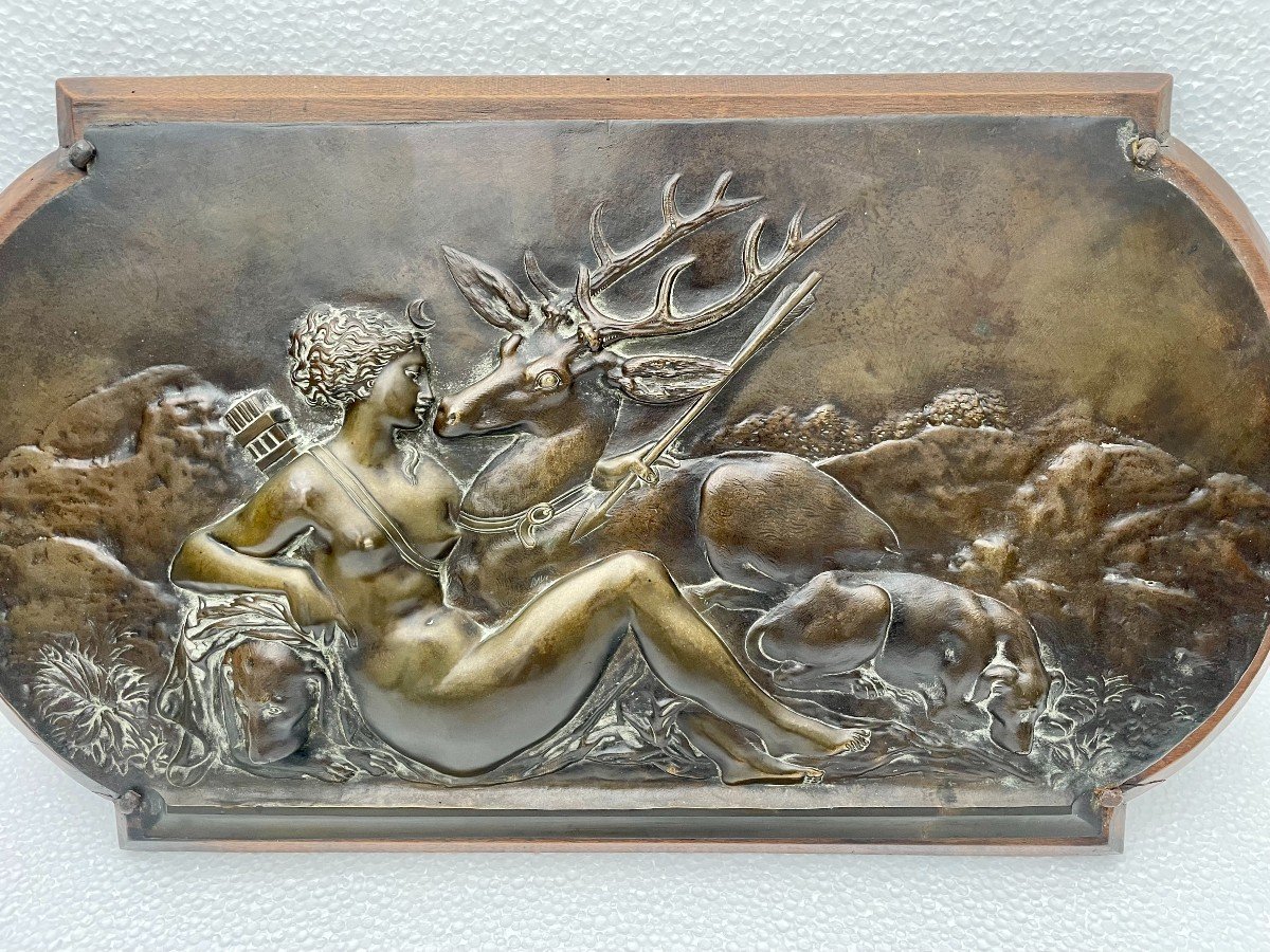 After Jean Goujon (1510-1567) Bronze Bas-relief Plaque Diana The Huntress And Actaeon 19th Century-photo-4