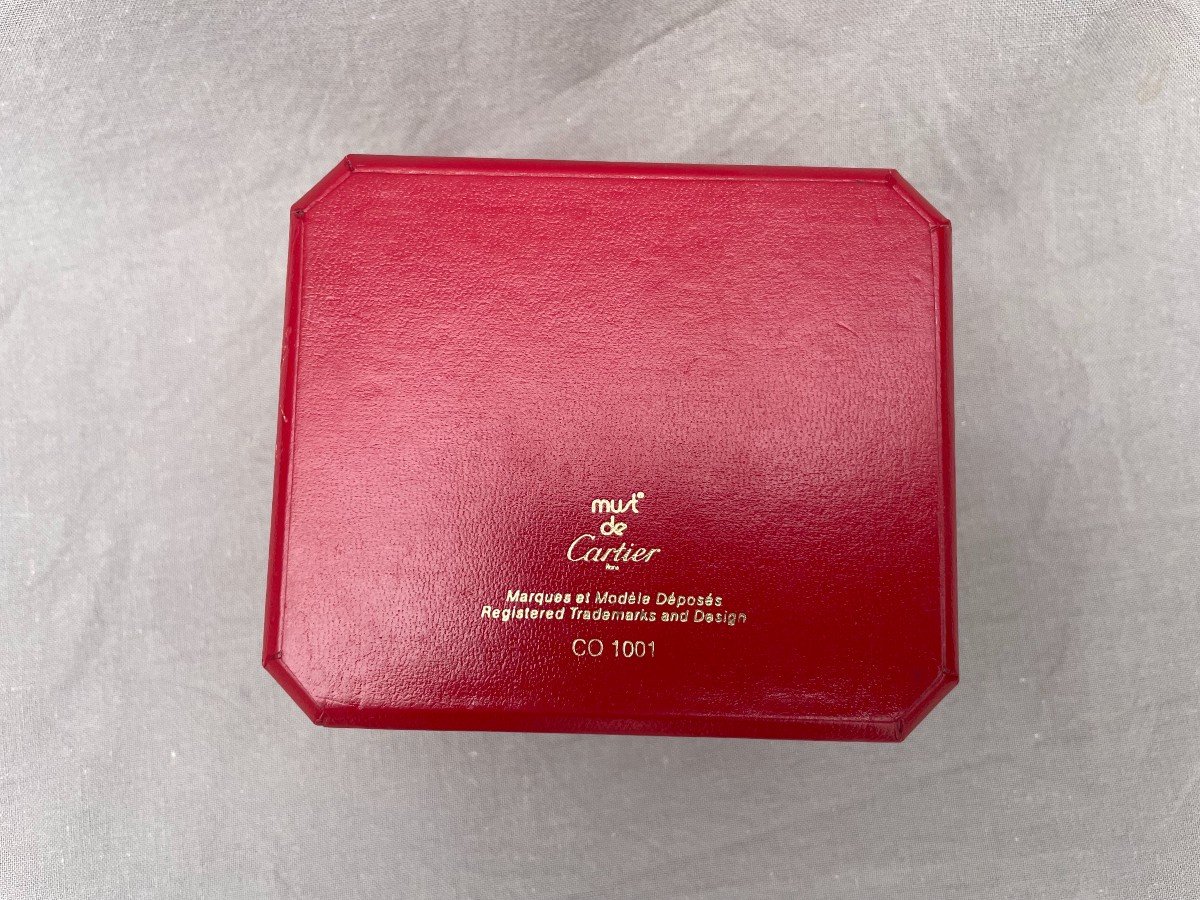 CARTIER Tank Must homme femme Montre bracelet en vermeil. GM  Coffret boite  et papiers de garantie d'origine cadran Bordeaux Grenat uni année 1993-photo-4