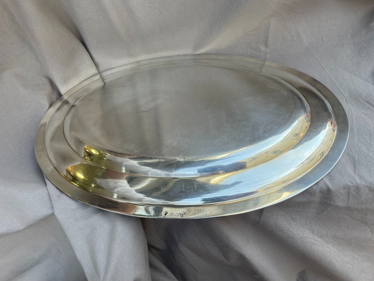 Maison Odiot Paris 19th Century Oval Serving Dish In Solid Silver, Minerva Hallmark 1st Grade 37.8cm X 26,8 Cm 958 Gr -photo-5