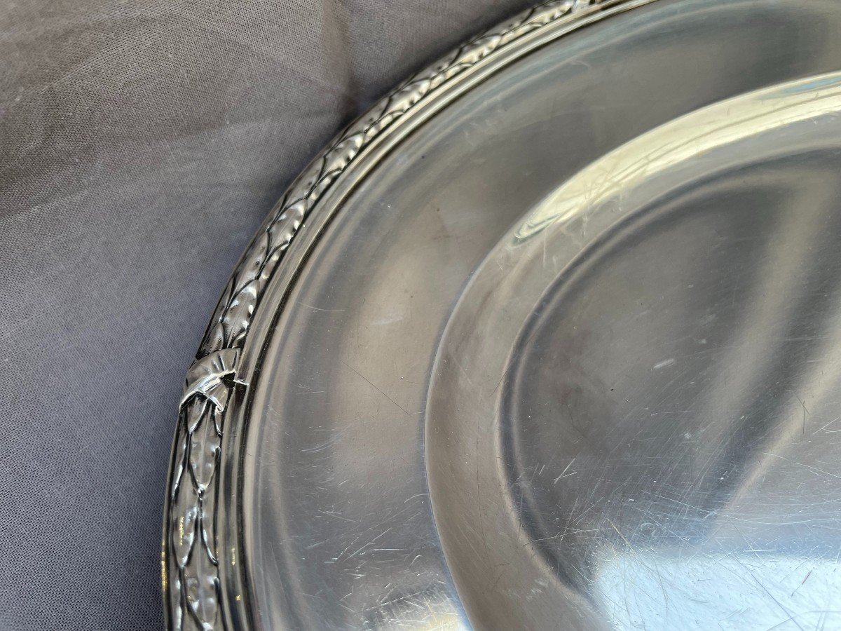 Maison Odiot Paris 19th Century Oval Serving Dish In Solid Silver, Minerva Hallmark 1st Grade 37.8cm X 26,8 Cm 958 Gr -photo-8