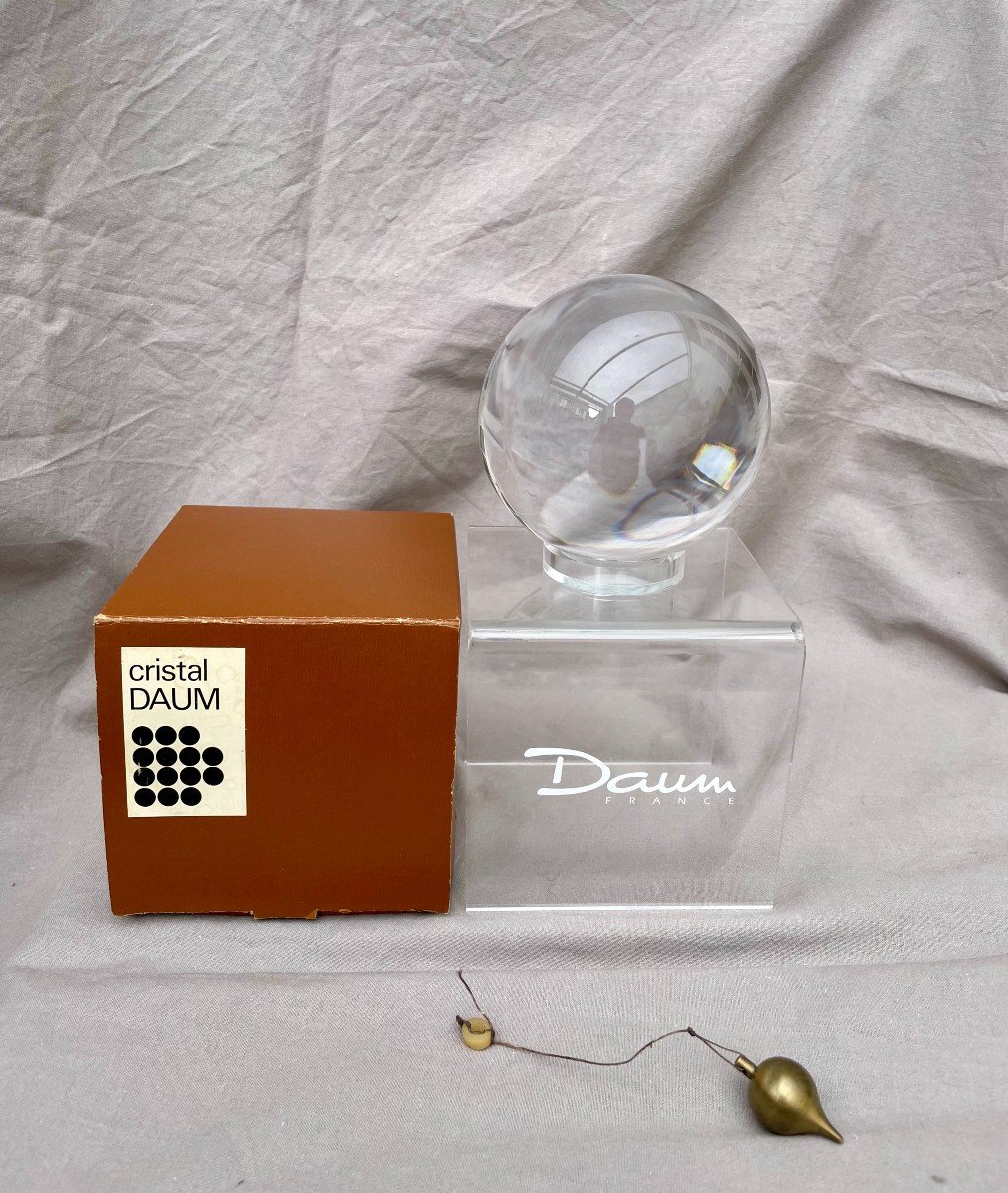 Maison Daum France Clairvoyance Crystal Ball For Clairvoyant Medium Circa 1970 Signed 1,472 Kg -photo-7