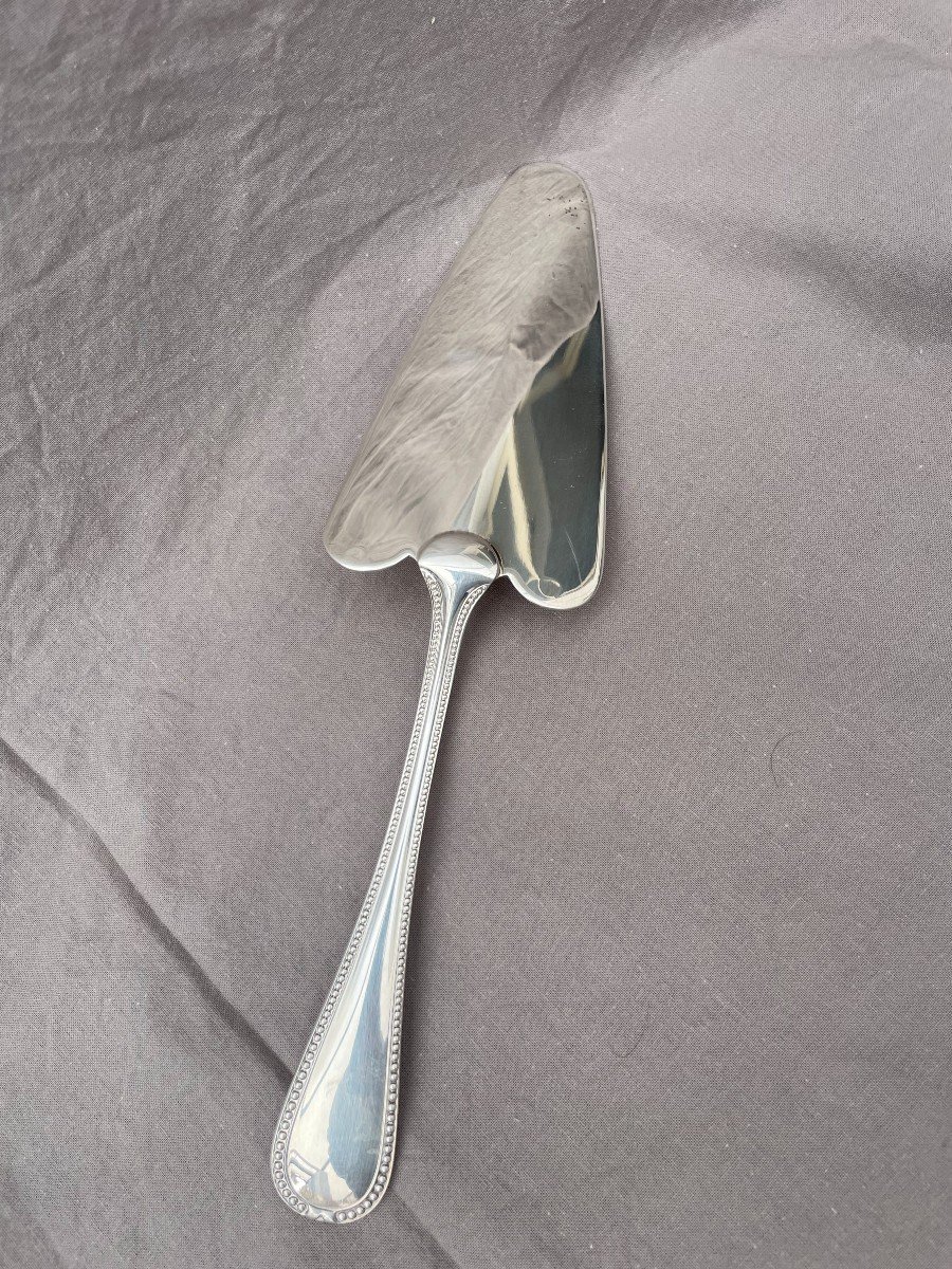 Ercuis Paris France Cake Server Tartes Tarte Cake Model Perles Lafayette Silver Metal -photo-4