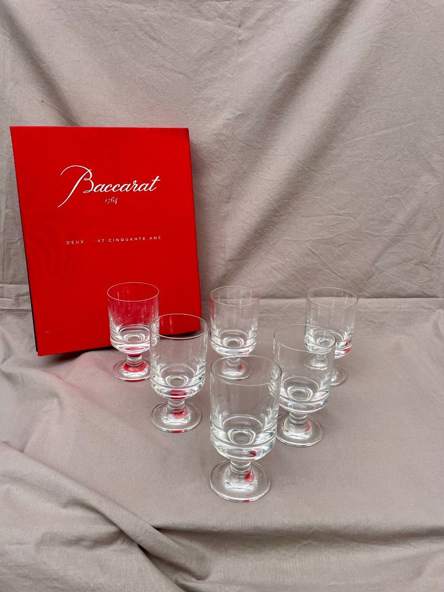 BACCARAT Série n°1 ) 6 verres à vin rouge à pied mod Diabolo années 70 design Roberto Sambonet -photo-6