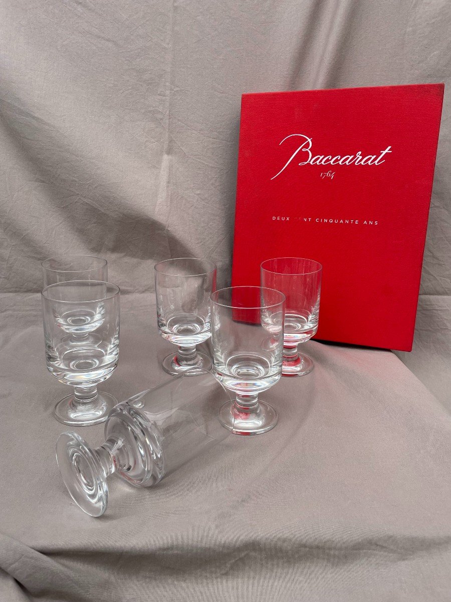 Baccarat Series (2) 6 Stemmed Water Glasses Diabolo Model 70s 80s Design Roberto Sambonet -photo-3