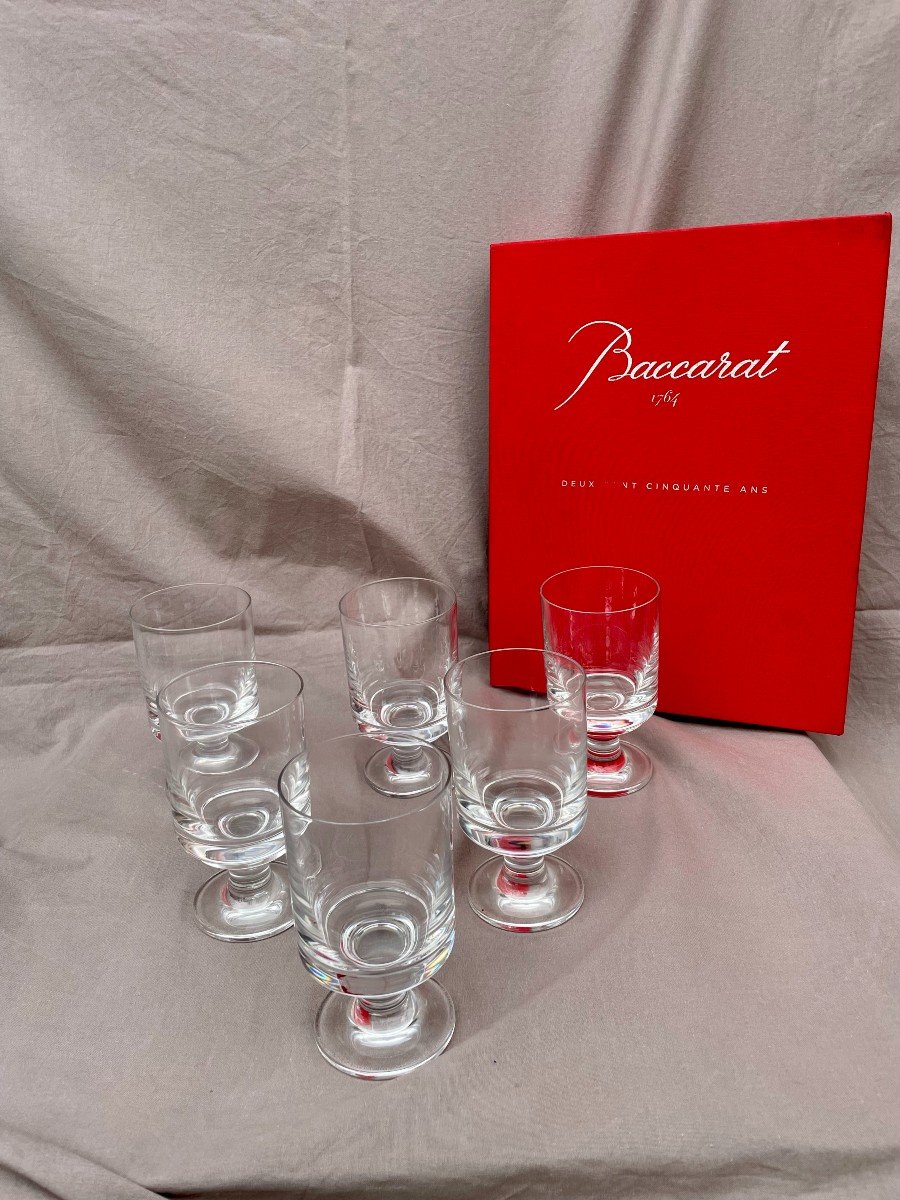 Baccarat Series (2) 6 Stemmed Water Glasses Diabolo Model 70s 80s Design Roberto Sambonet -photo-4