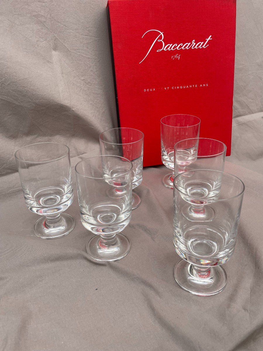 Baccarat Series (2) 6 Stemmed Water Glasses Diabolo Model 70s 80s Design Roberto Sambonet -photo-4