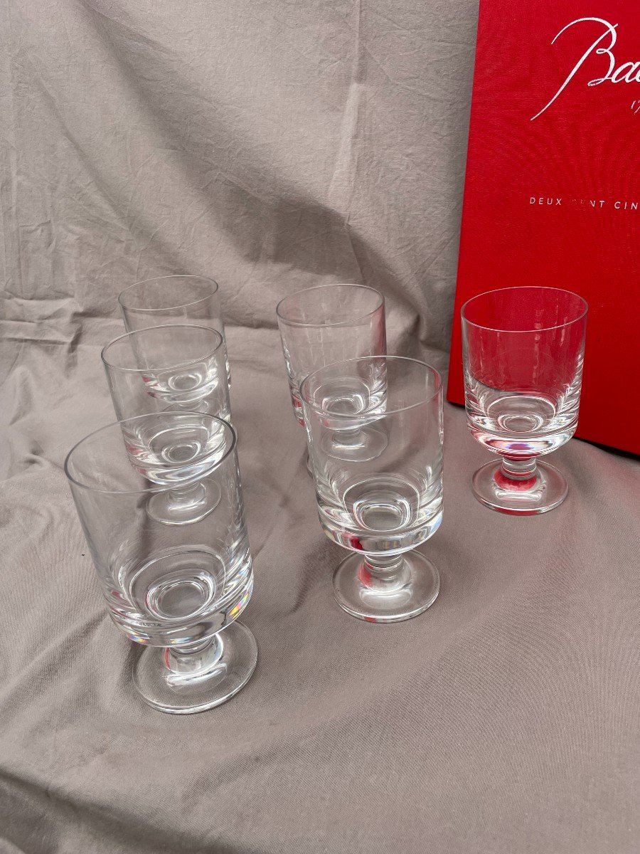 Baccarat Series (2) 6 Stemmed Water Glasses Diabolo Model 70s 80s Design Roberto Sambonet -photo-6