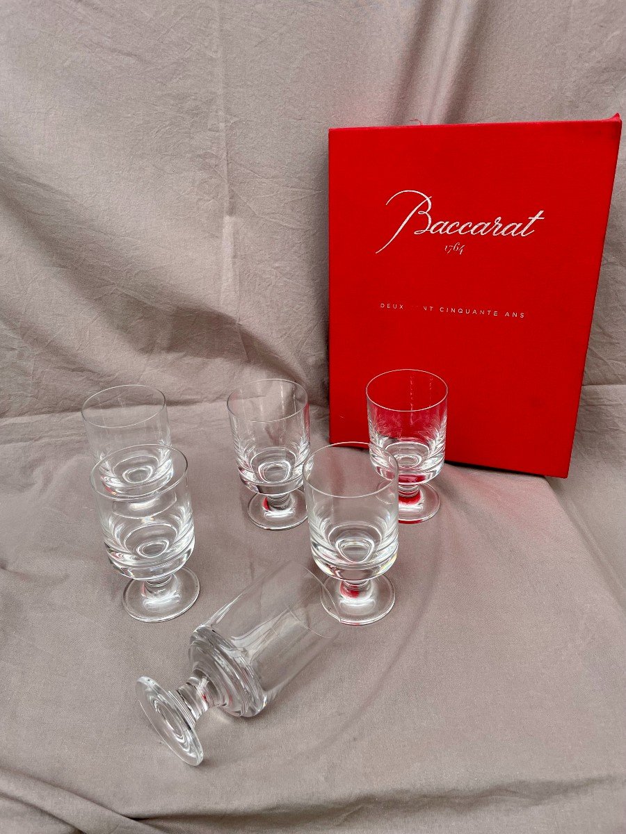 Baccarat Series (2) 6 Stemmed Water Glasses Diabolo Model 70s 80s Design Roberto Sambonet 