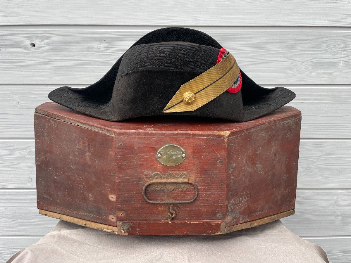 Bicorne d’officier de marine H COUDERC IIIème République MALINJOUD Brest coffret de voyage bois-photo-8