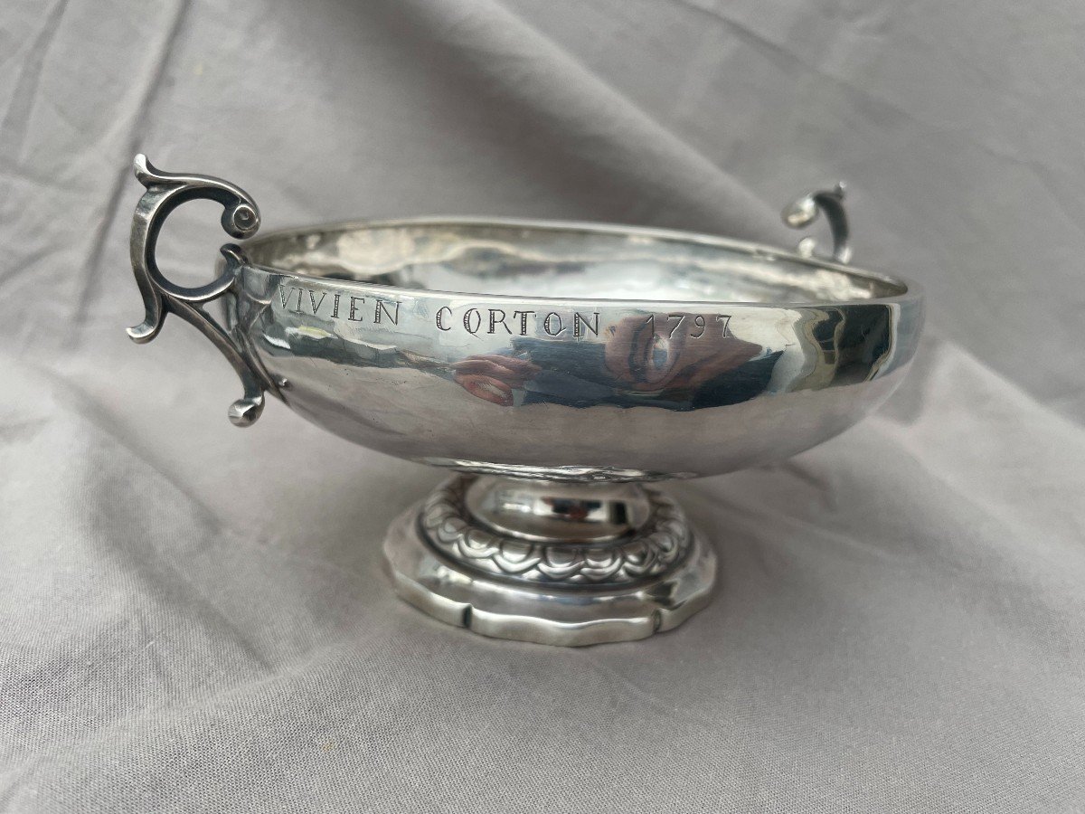 Burgundy Wedding Cup Burgundy Patronymic Vivien Corton 1797 In Solid Silver XIXth Century-photo-5