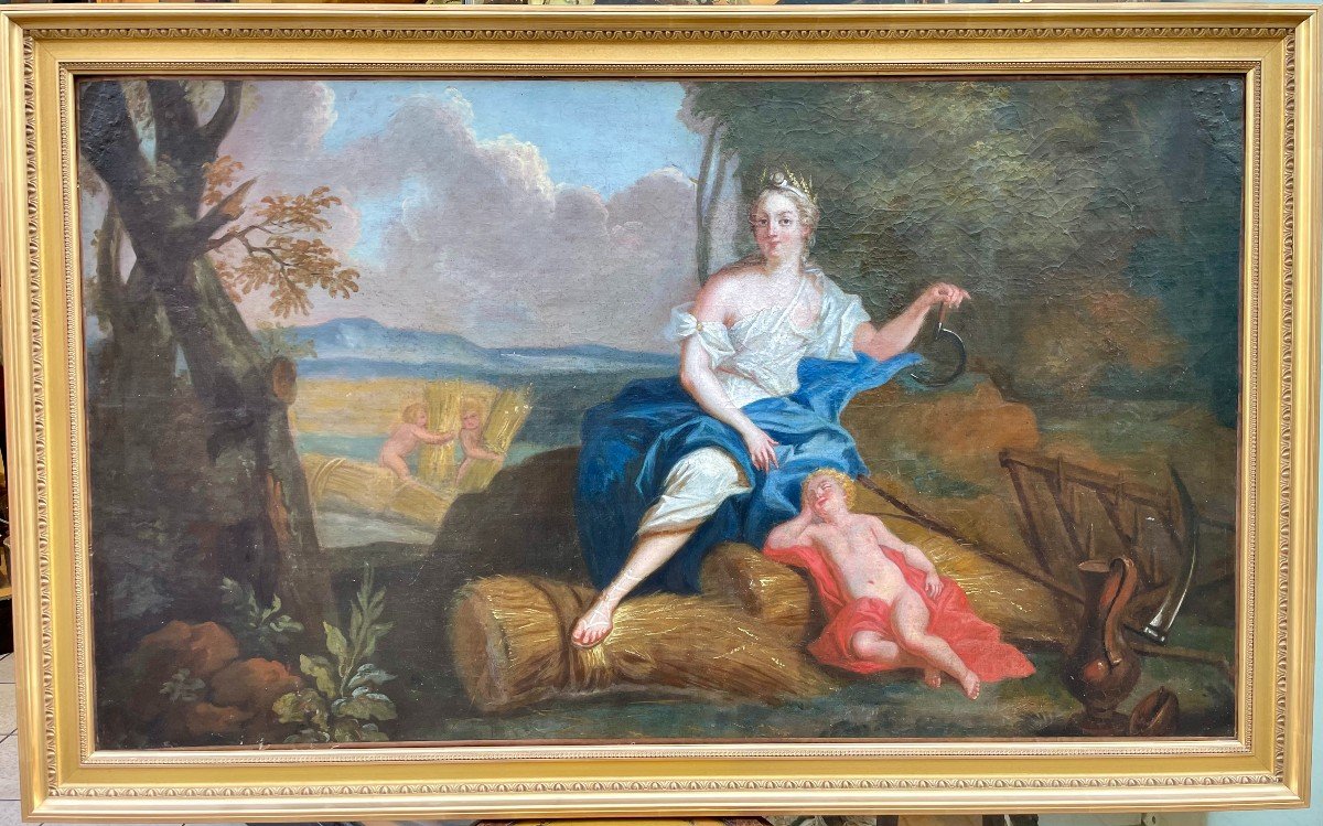 François BOUCHER (1703-1770), suiveur de École française début XVIIIème Cérès Huile  75 x 128cm