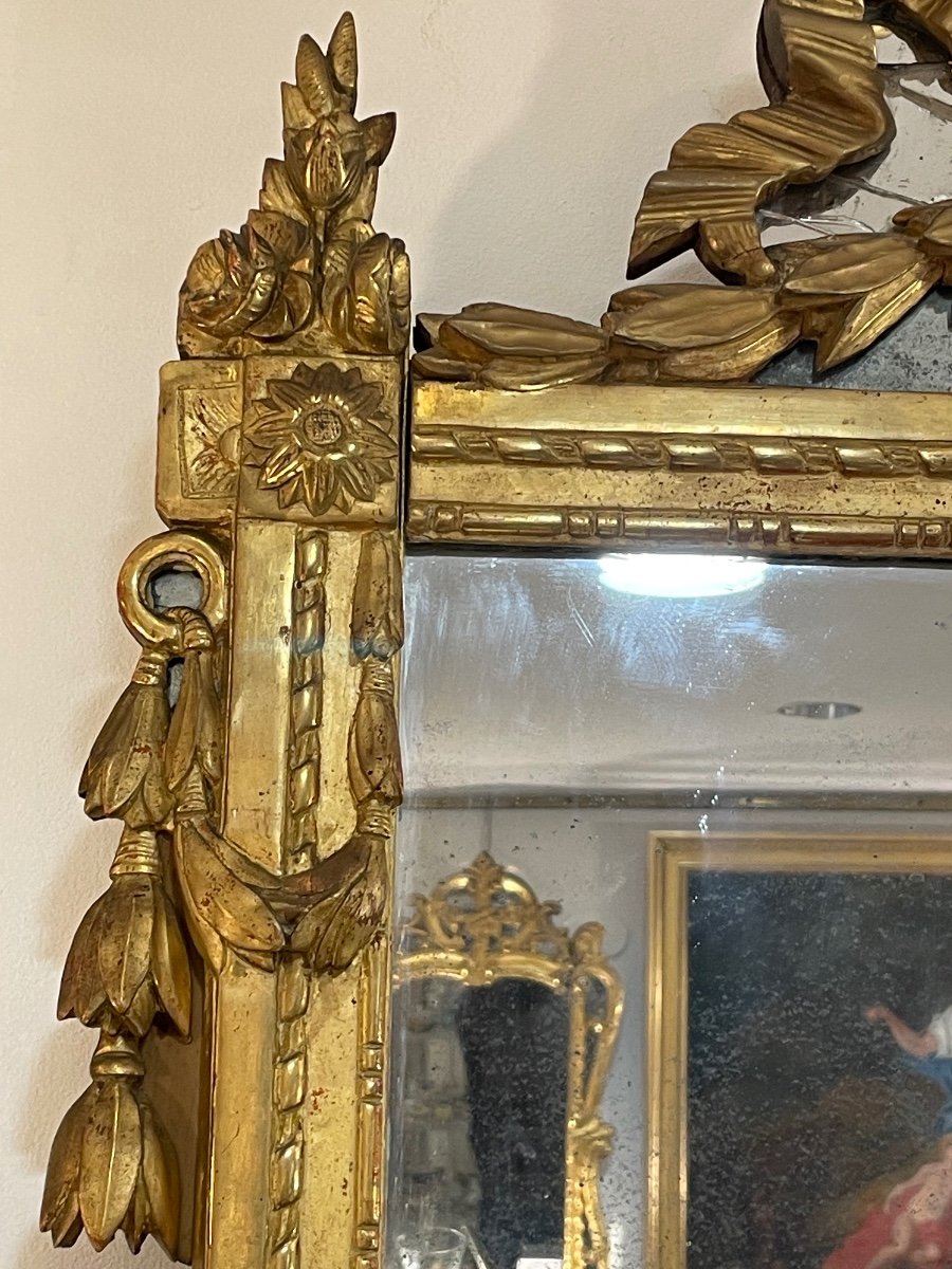 Miroir Glace De Salon Louis XVI Bois Doré XVIII ème 140 X 88  Cm 18eme -photo-3