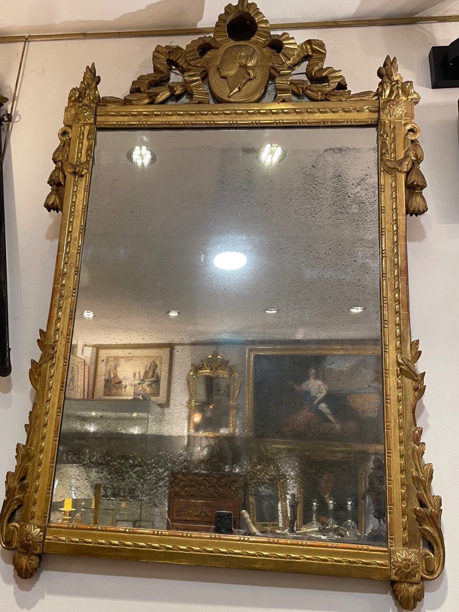 Miroir Glace De Salon Louis XVI Bois Doré XVIII ème 140 X 88  Cm 18eme -photo-2