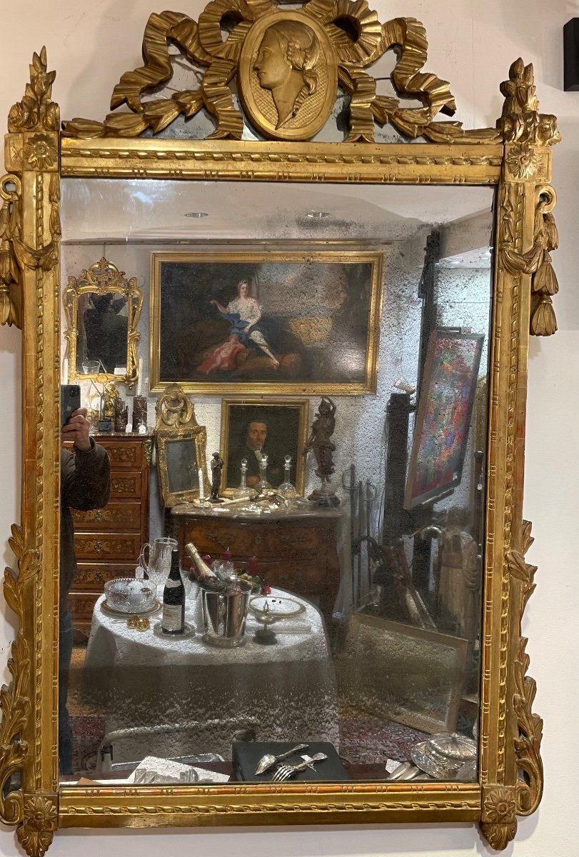 Miroir Glace De Salon Louis XVI Bois Doré XVIII ème 140 X 88  Cm 18eme 