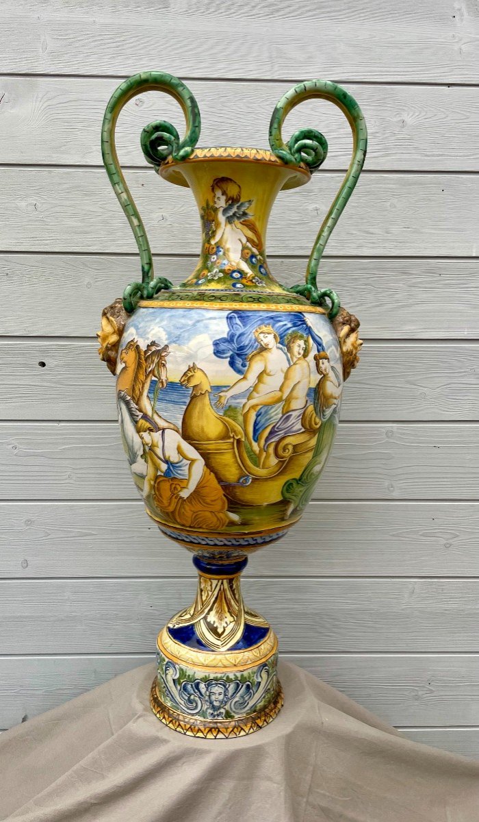 Ginori Italy Late 19th Century Attributed To Important Monumental Majolica Vase Renaissance Mythology